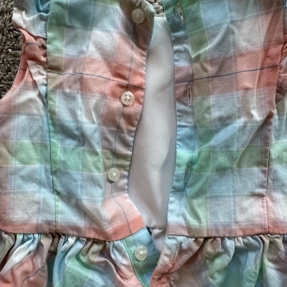 Toddler Plaid Flutter Dress Pastel Plaid Sleeveless Plaid Dress Size 24 months